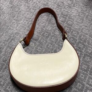 Elegant Cream and Brown Women's Bag.  Made in Italy leather